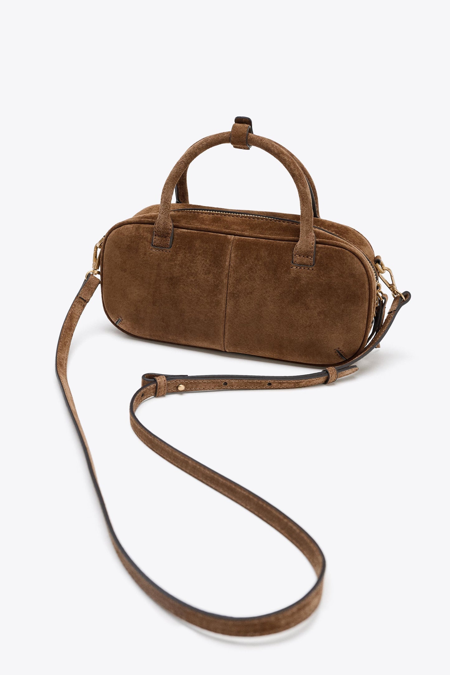 DOUBLE HANDLE MINI SUEDE BAG
