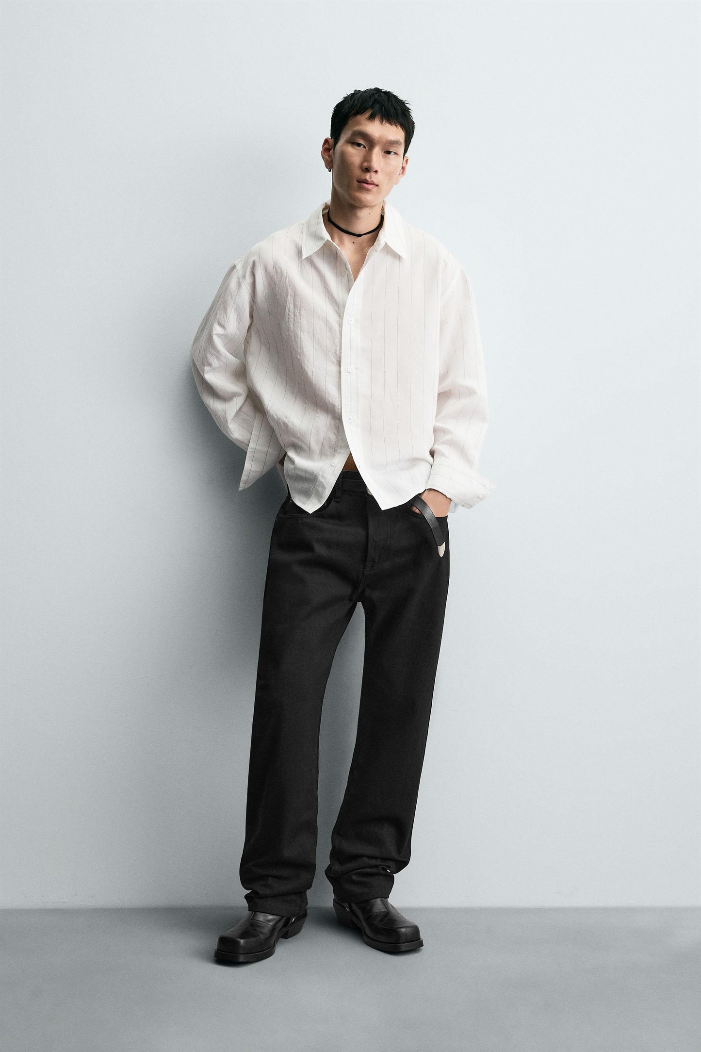 IRREGULAR STRIPE FLOWY SHIRT