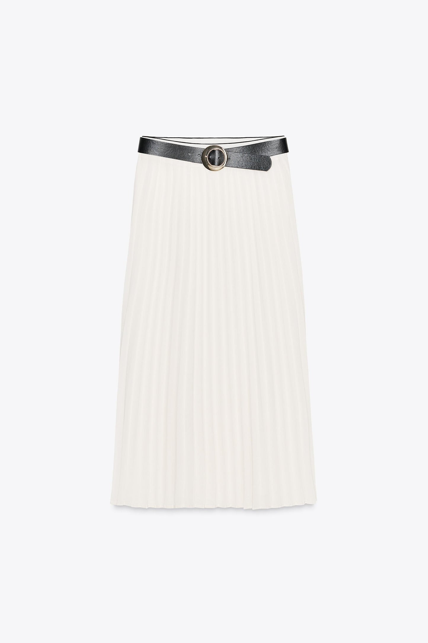 BELTED PLEATED MIDI SKIRT
