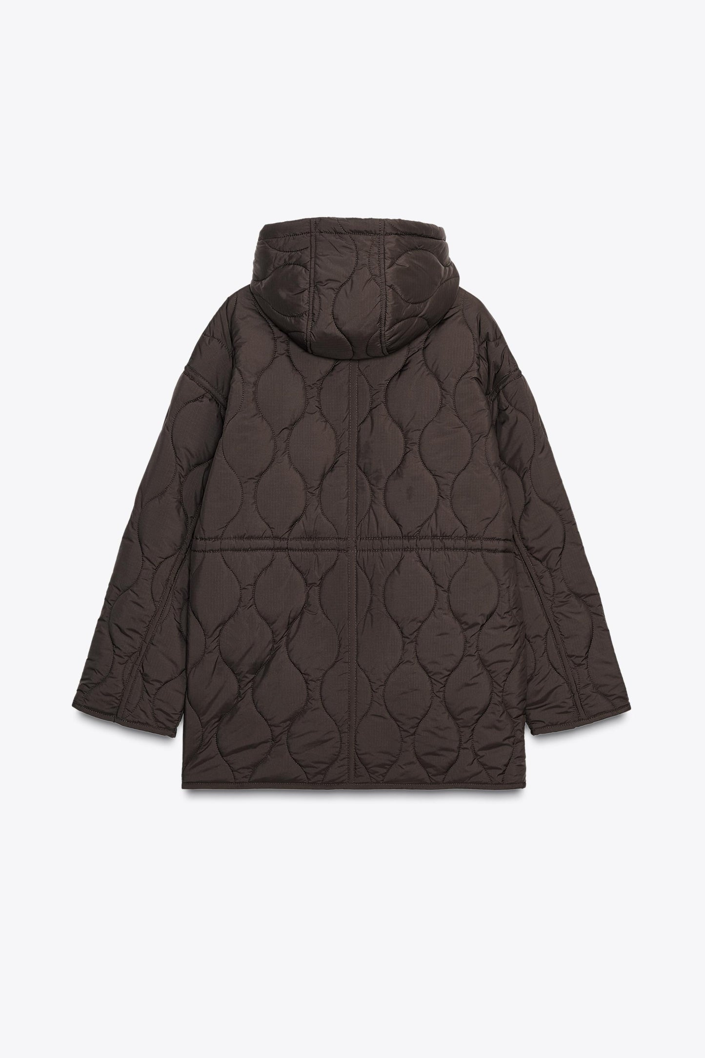HOODED PUFFER JACKET WITH ADJUSTABLE WAIST