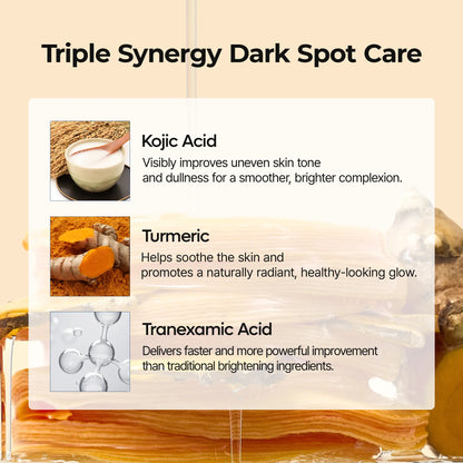 Kojic Acid Turmeric Amber Face & Body Care Set, Dark Spot & Pigmentation Care for Uneven Skin Tone