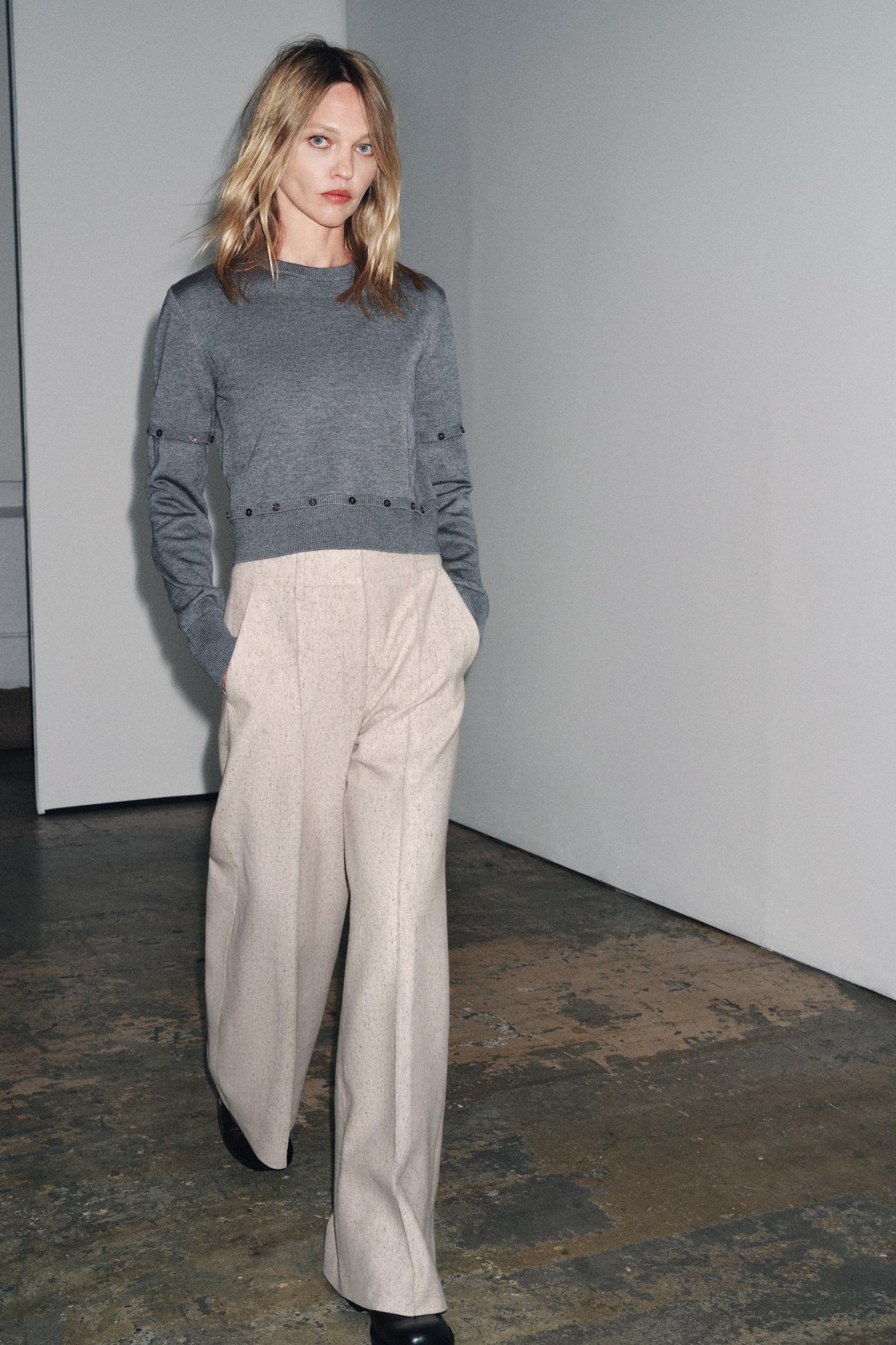 ZW COLLECTION WIDE LEG STRUCTURE PANTS