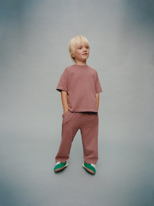 PLAIN WIDE LEG T-SHIRT AND PANTS SET