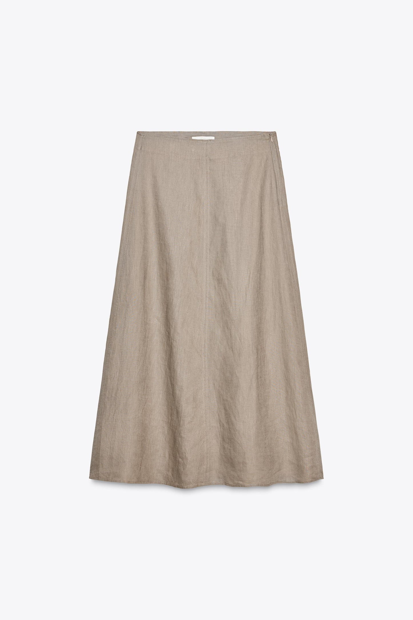 100% LINEN MIDI SKIRT ZW COLLECTION