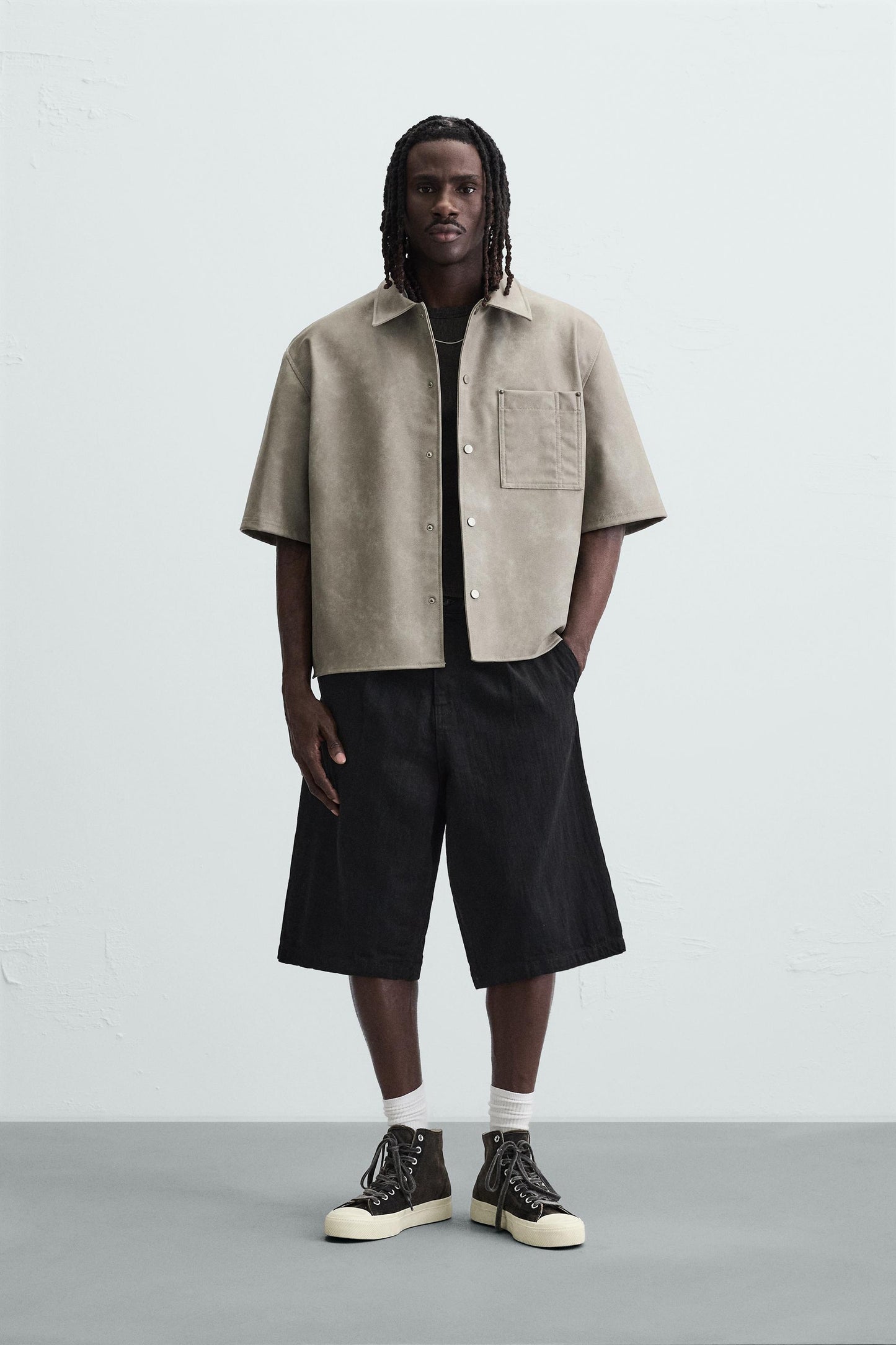 FAUX LEATHER OVERSHIRT