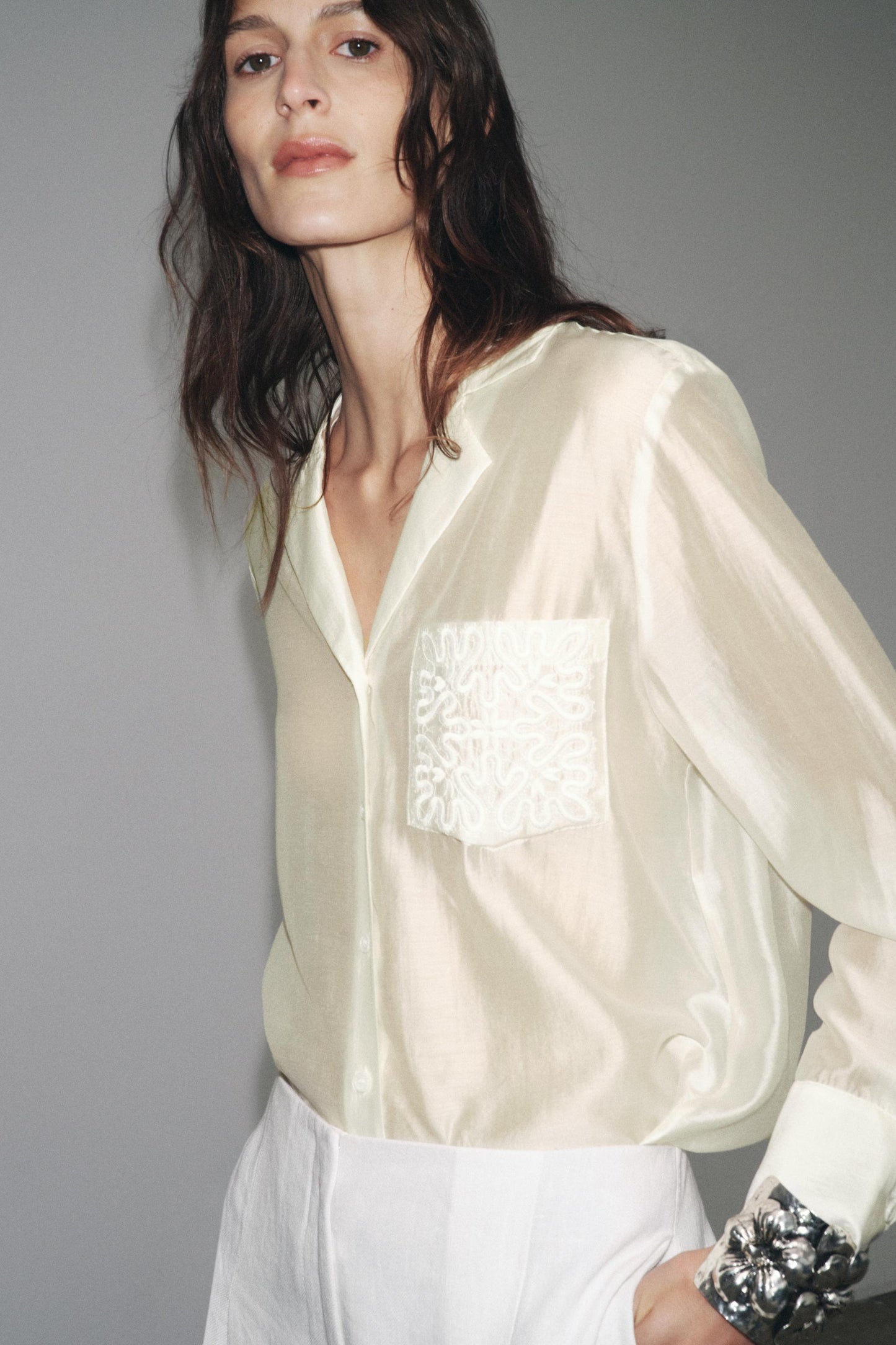 ZW COLLECTION EMBROIDERED POCKET SHIRT