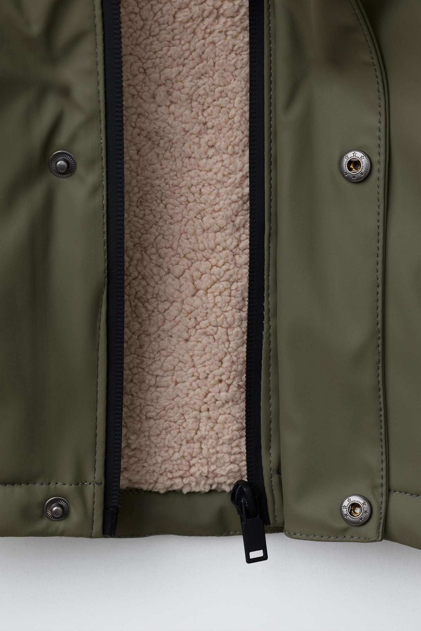 WATER REPELLENT FAUX SHEARLING COATED JACKET