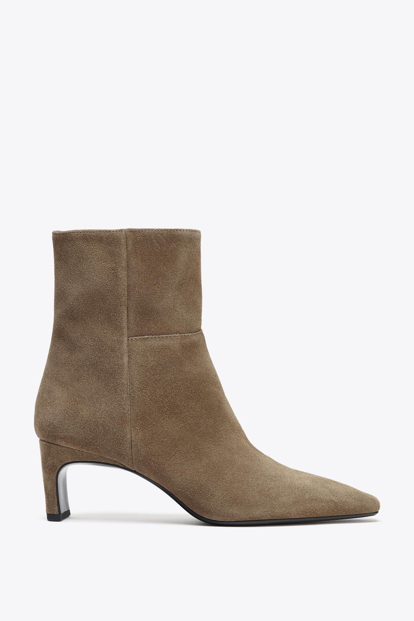 SPLIT LEATHER KITTEN HEEL ANKLE BOOTS