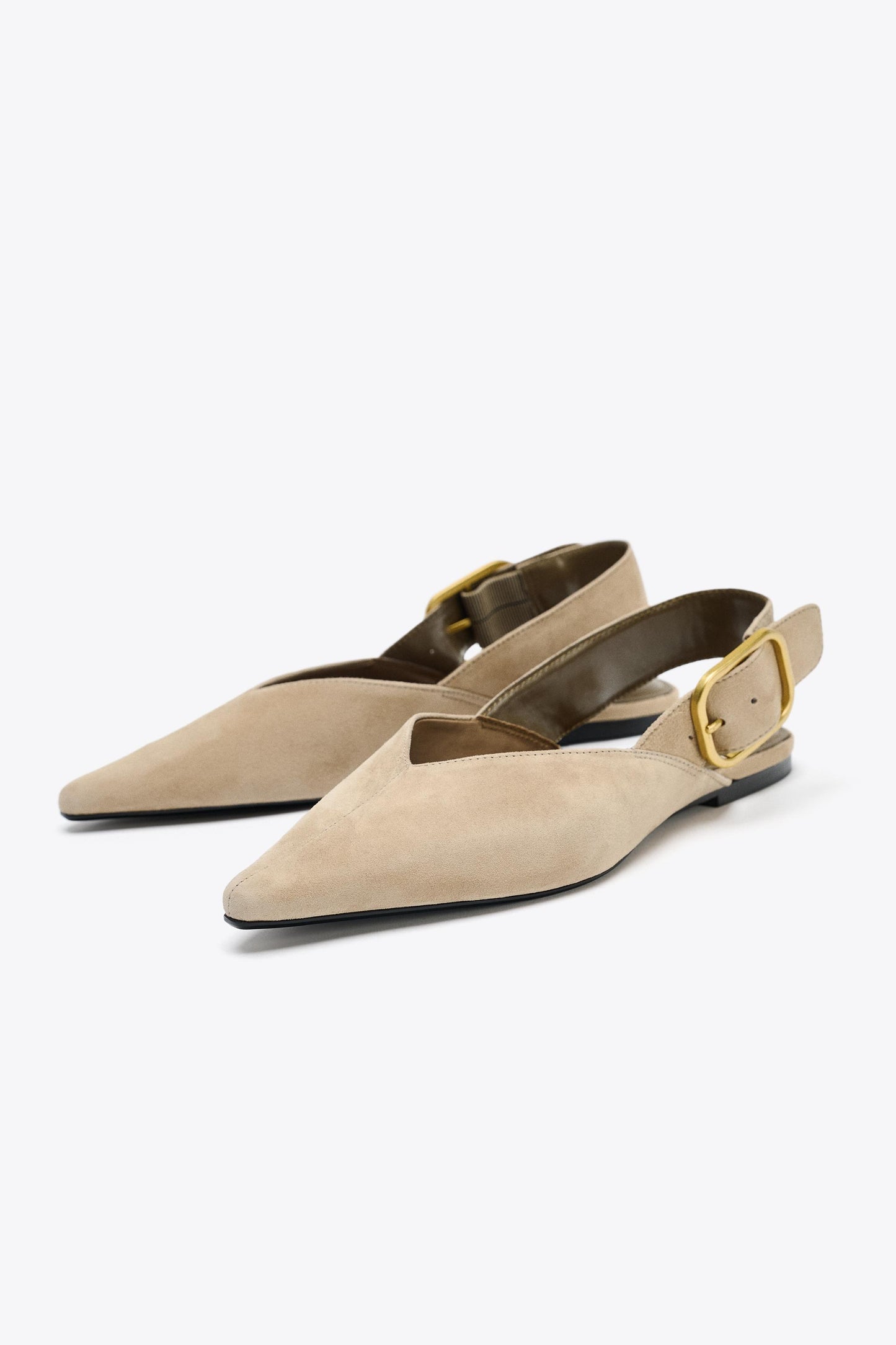 SPLIT LEATHER BUCKLE SLINGBACKS