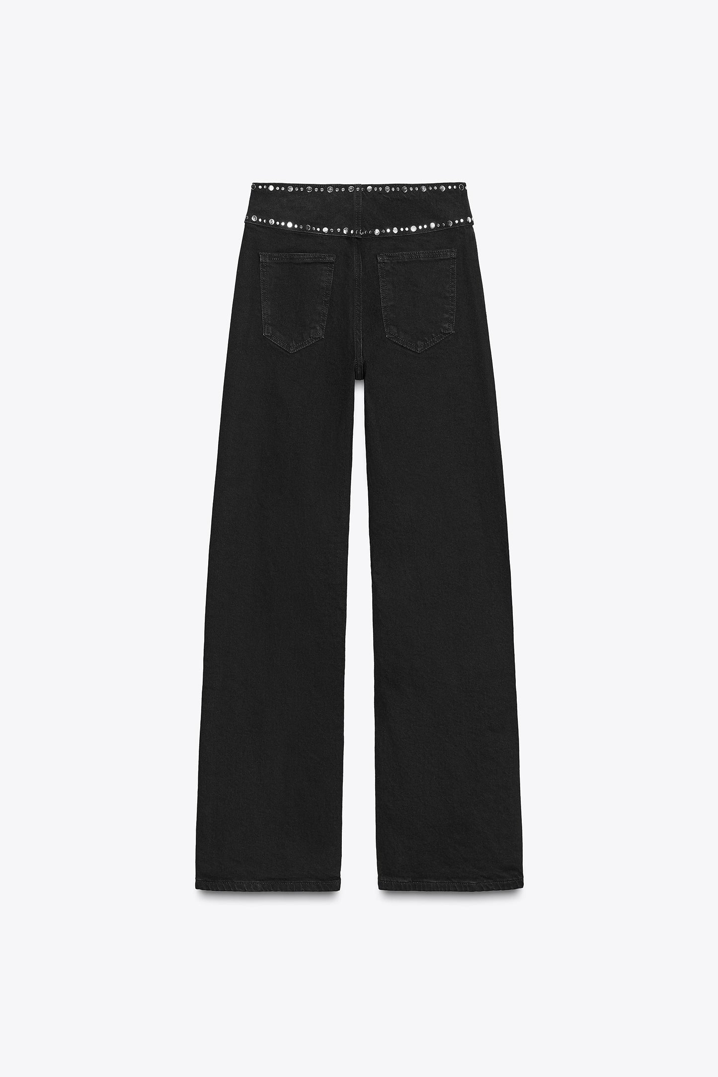 Z1975 HIGH WAIST STRAIGHT LONG LENGTH JEANS WITH STUDS