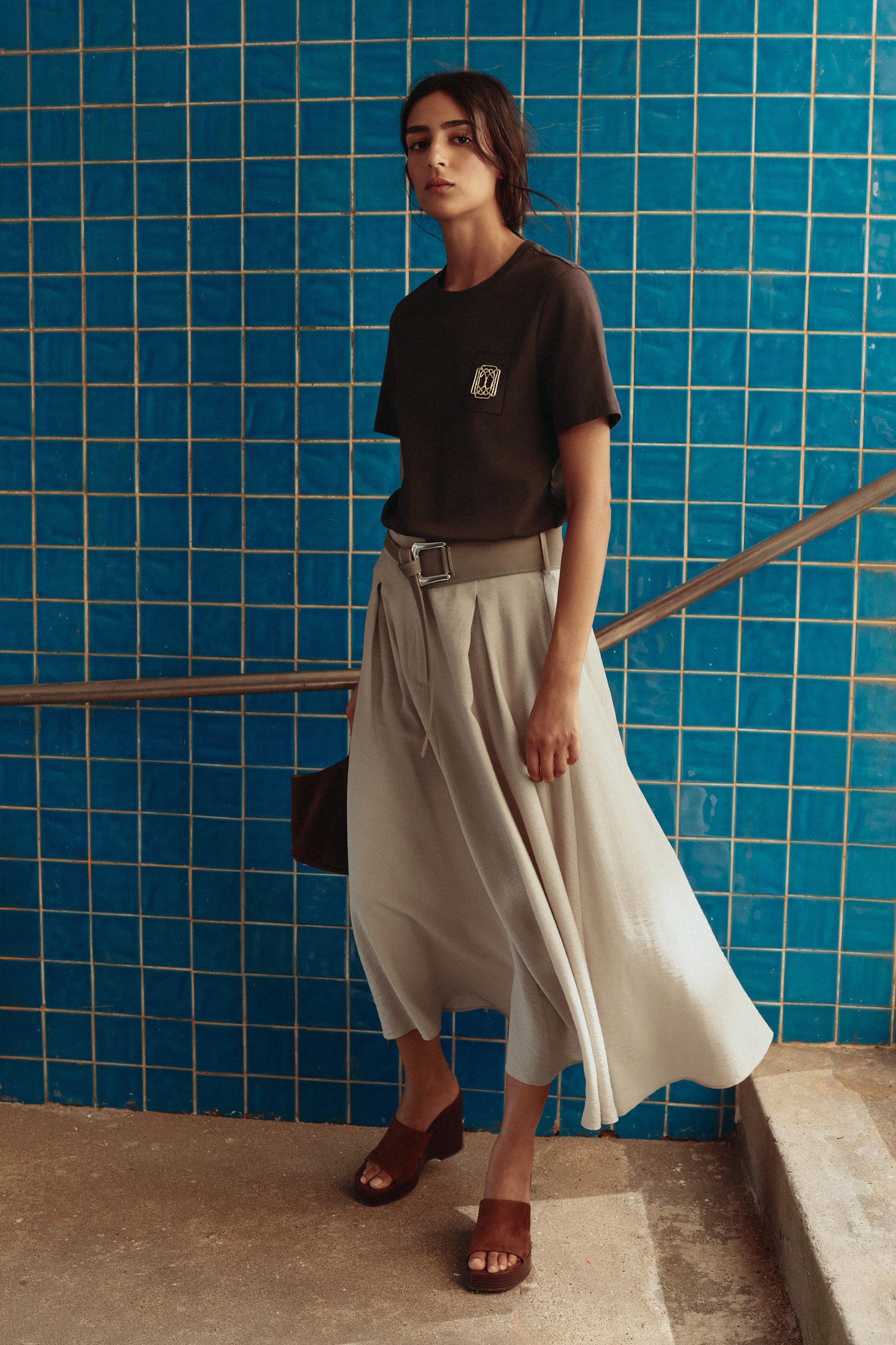 RUSTIC BELTED A-LINE SKIRT
