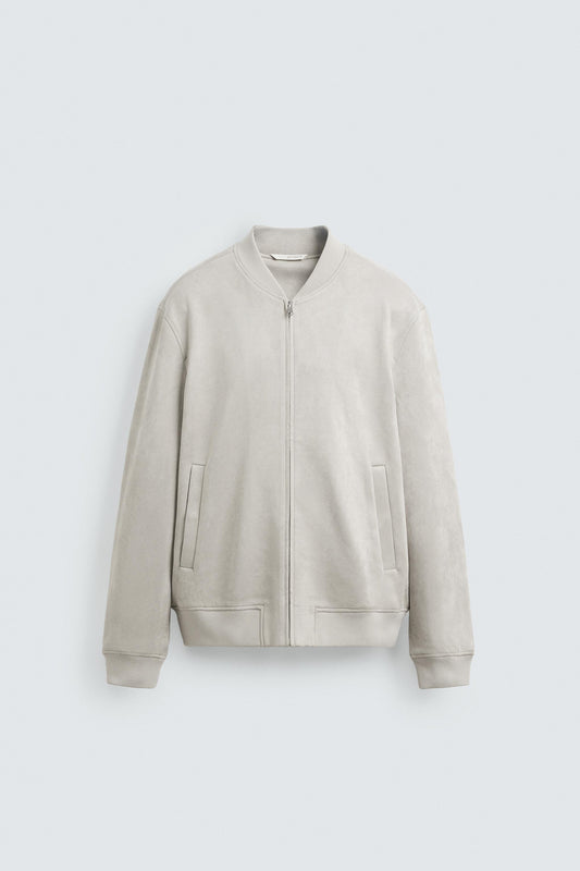 FAUX SUEDE BOMBER JACKET