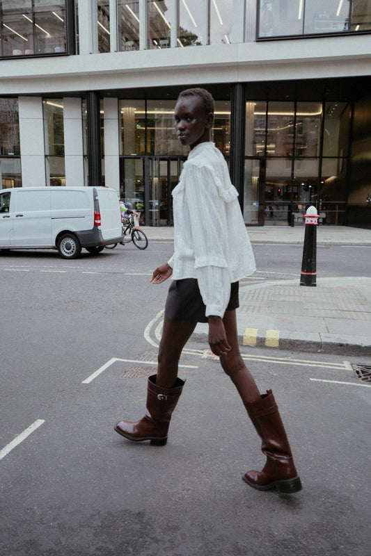 TOPSTITCHED HIGH-SHAFT BOOTS