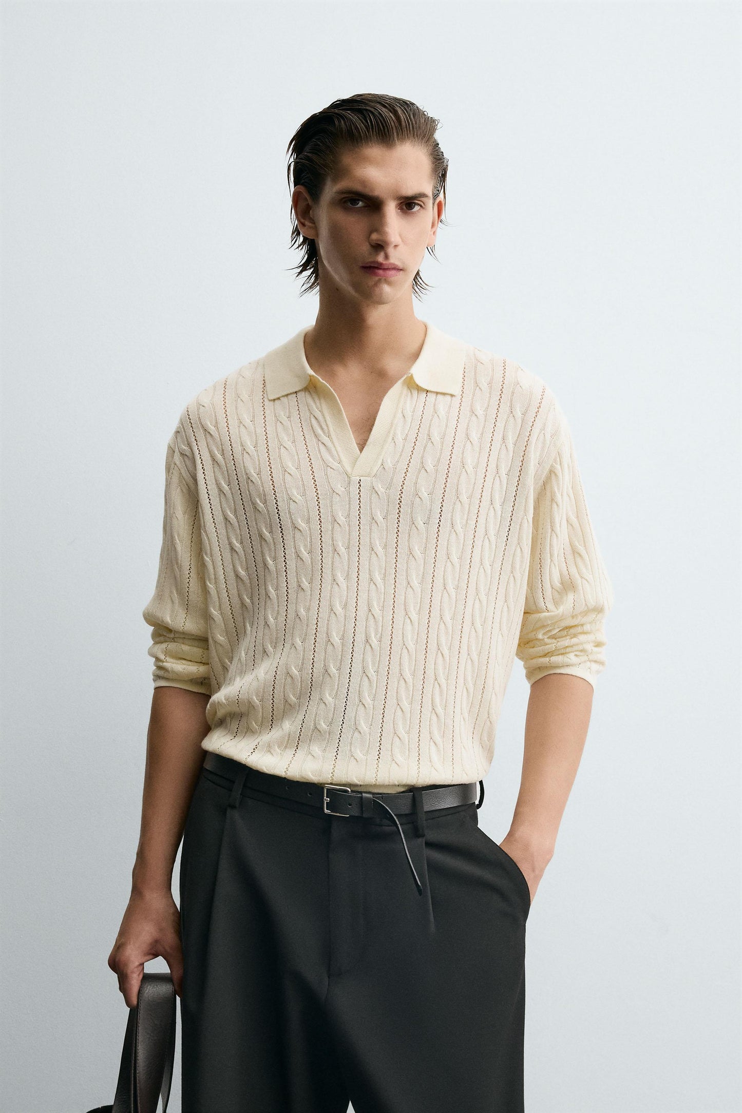 BRAIDED TEXTURED POLO