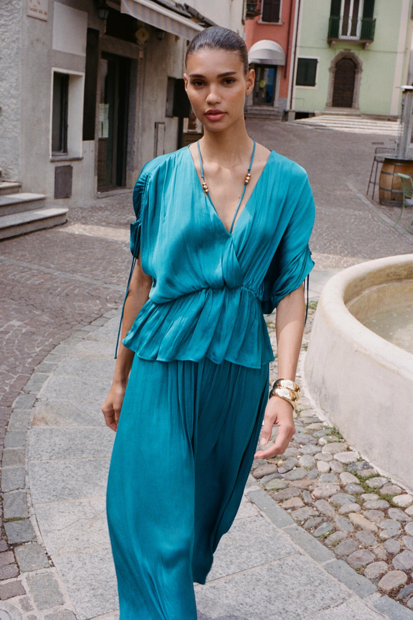 SATIN MIDI SKIRT