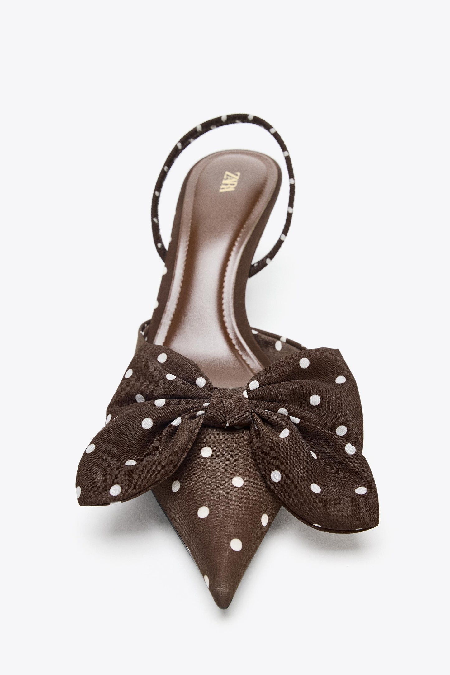POLKA DOT PRINT HEELED SHOES WITH BOW