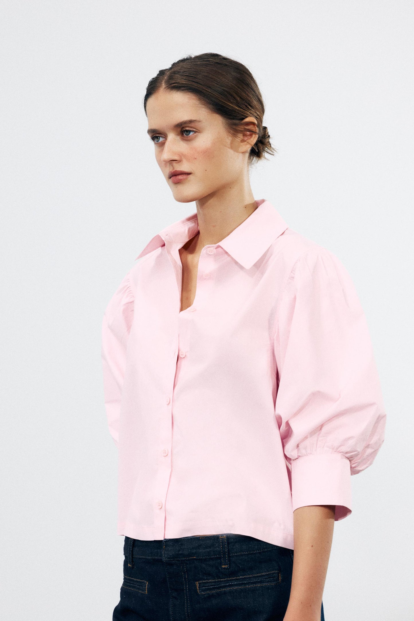 ZW COLLECTION POPLIN BALLOON SLEEVE SHIRT
