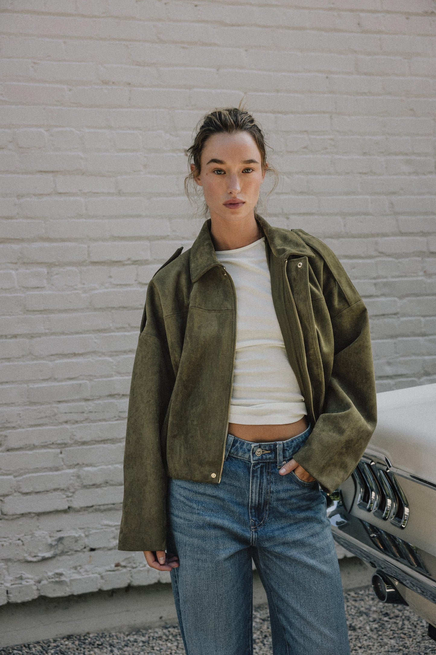SUEDE EFFECT BOMBER JACKET