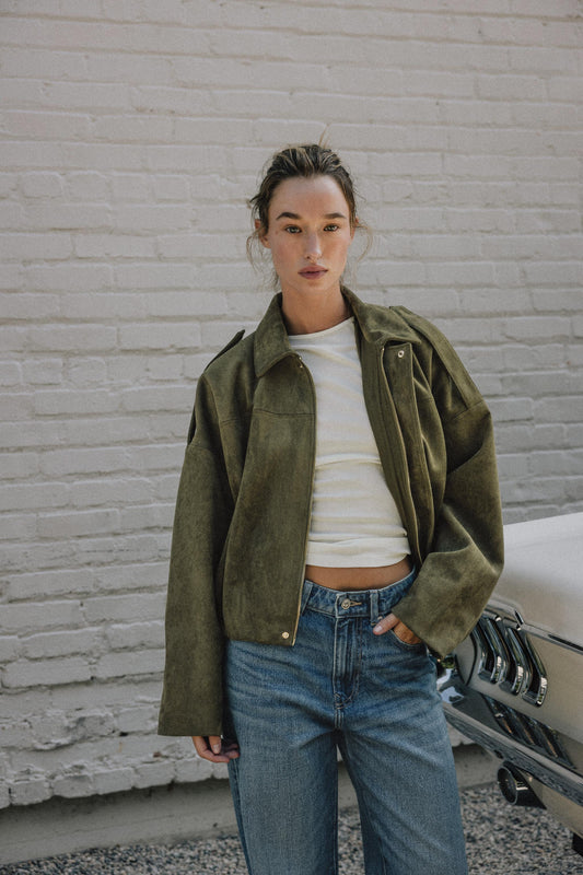 SUEDE EFFECT BOMBER JACKET