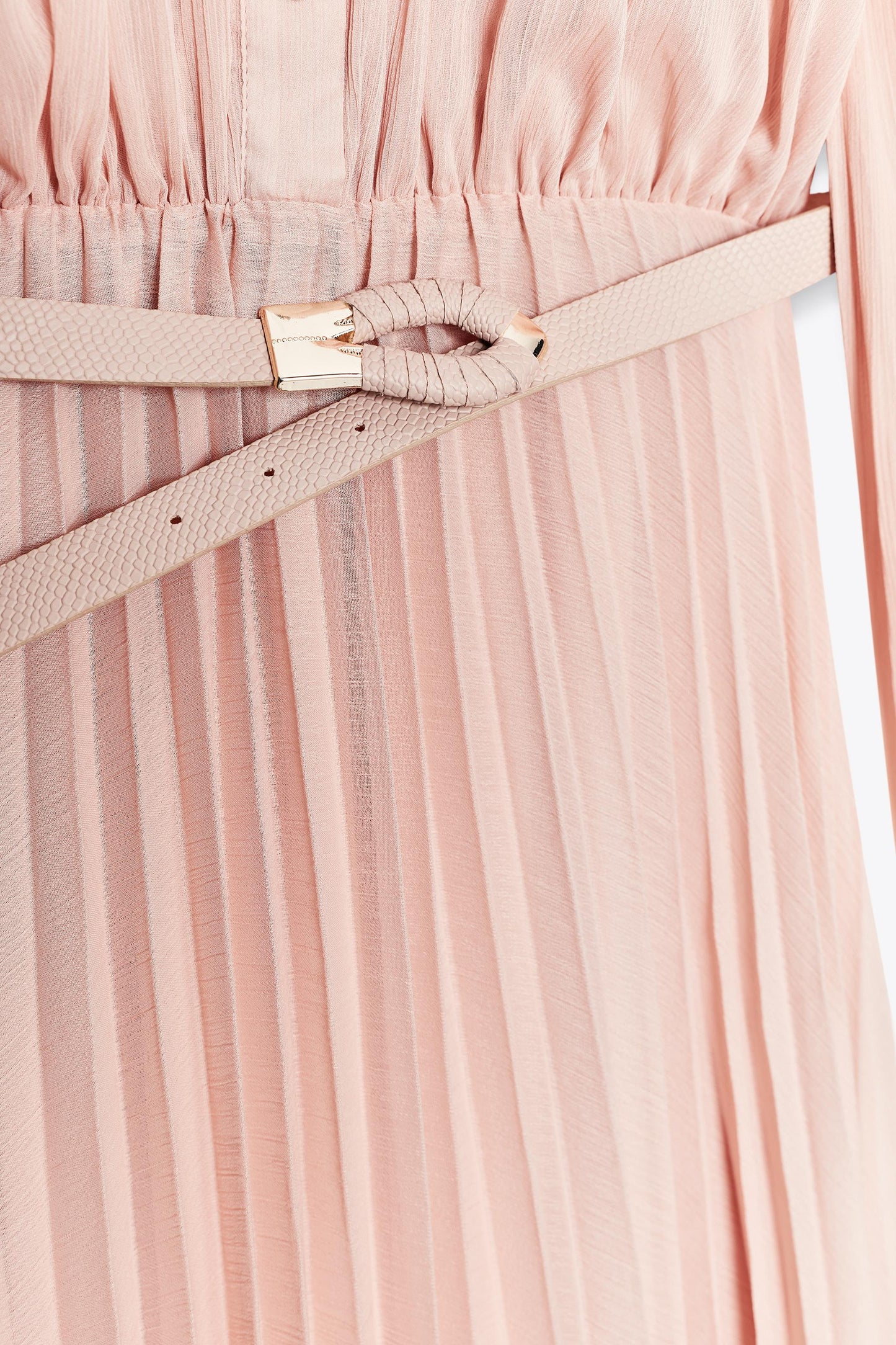 BELTED PLEATED MIDI DRESS