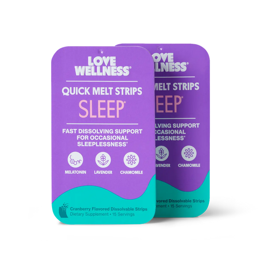 Love Wellness Sleep* Quick Melt Strips for Occasional Sleeplessness | Dissolvable Sleep Support Supplement | Melatonin, Lavender & Chamomile | Vegan & Sugar-Free | 15 Strips Dietary
