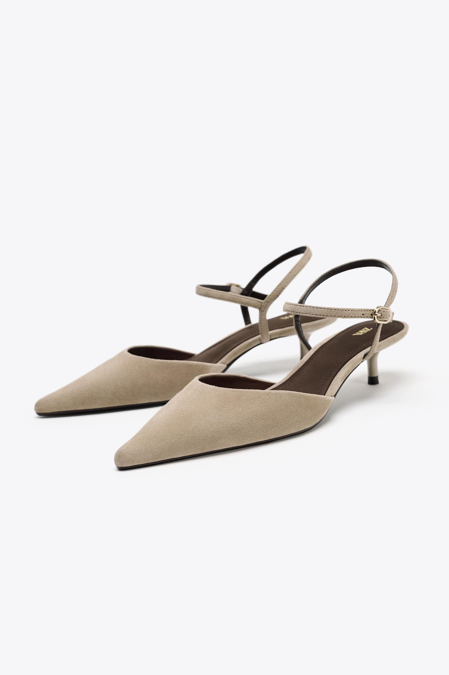 SUEDE KITTEN HEEL SLINGBACKS