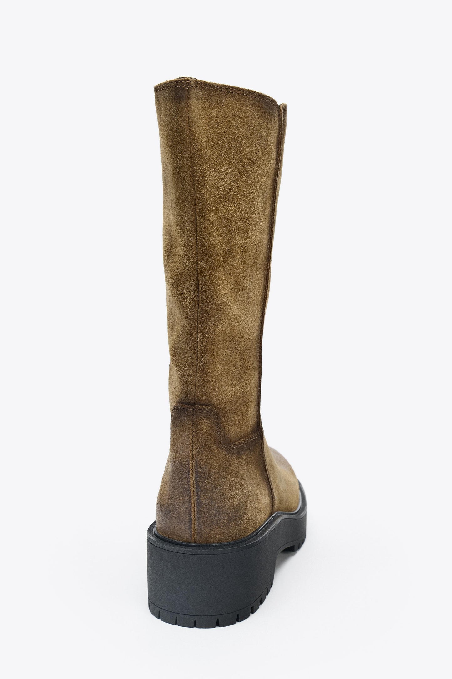 DISTRESSED EFFECT SPLIT LEATHER ANKLE BOOTS