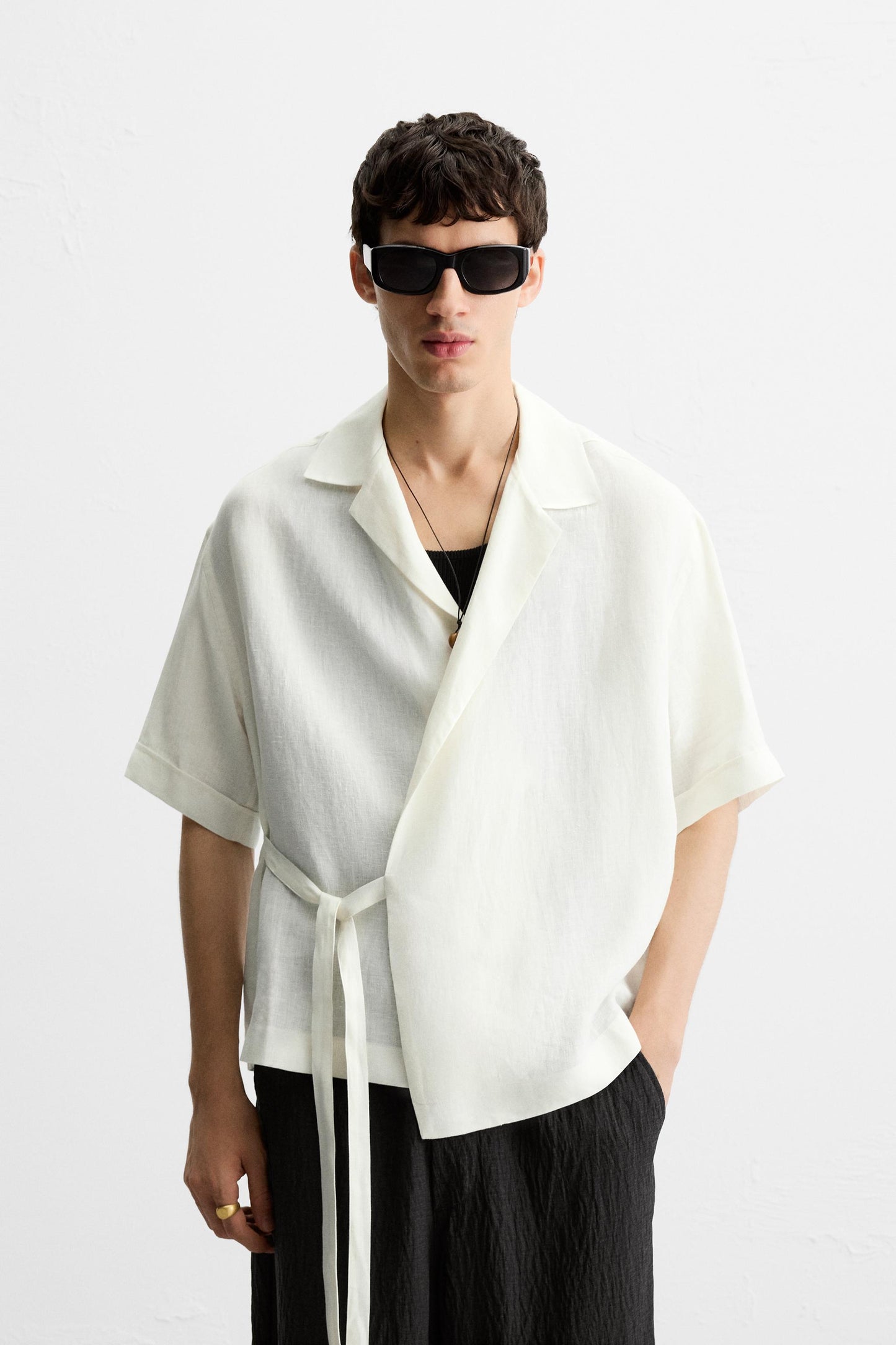 100% LINEN TIE SHIRT