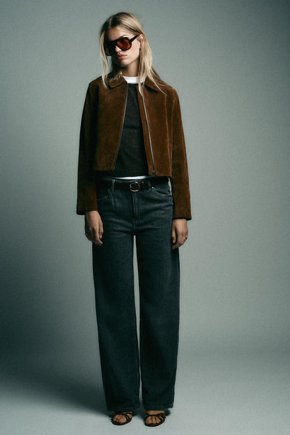 100% LEATHER SHORT JACKET