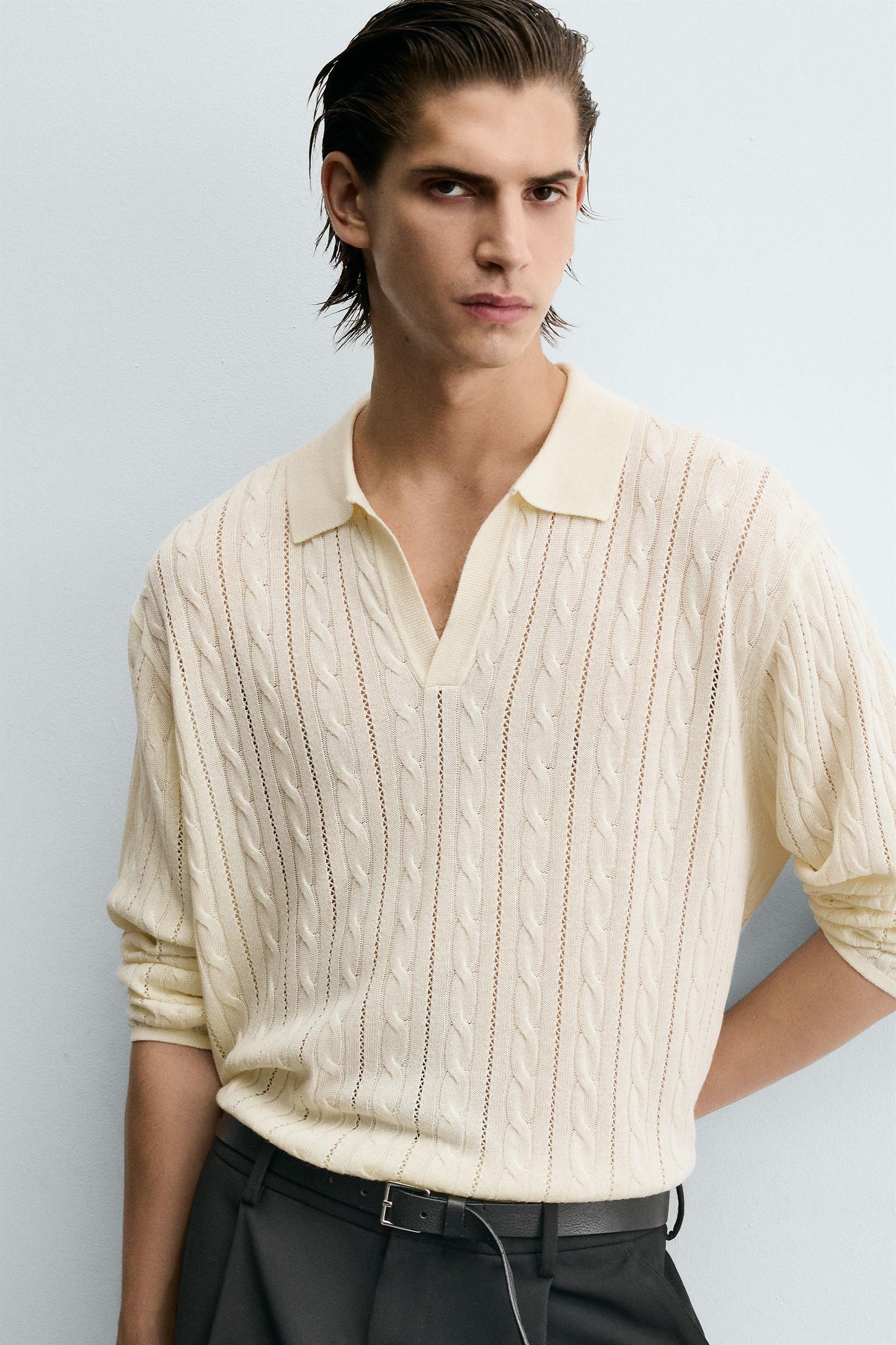 BRAIDED TEXTURED POLO