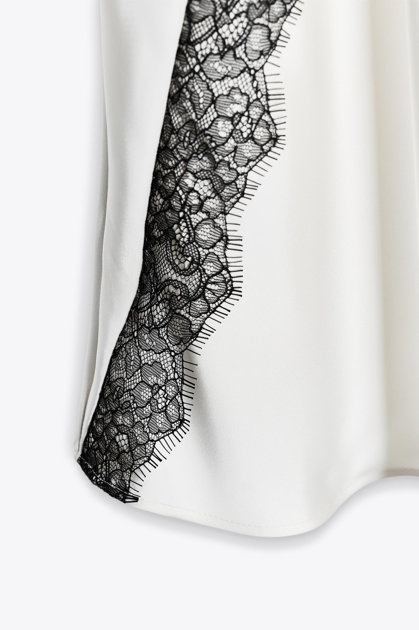 SATIN EFFECT LACE MIDI SKIRT