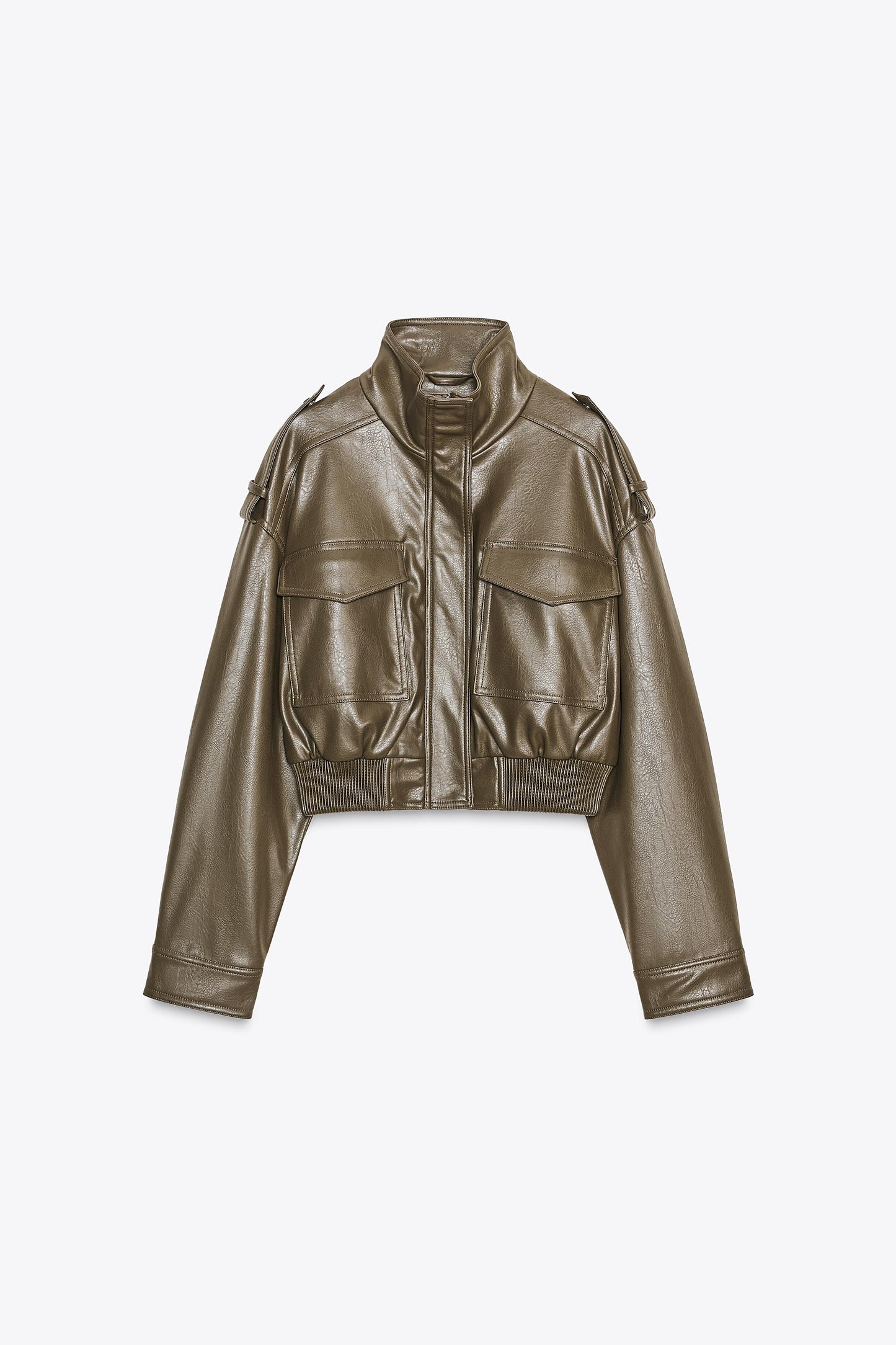 FAUX LEATHER CROPPED JACKET