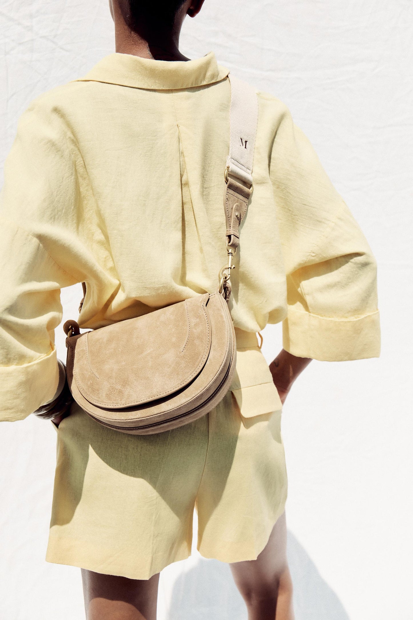DOUBLE HANDLE LEATHER CROSSBODY BAG