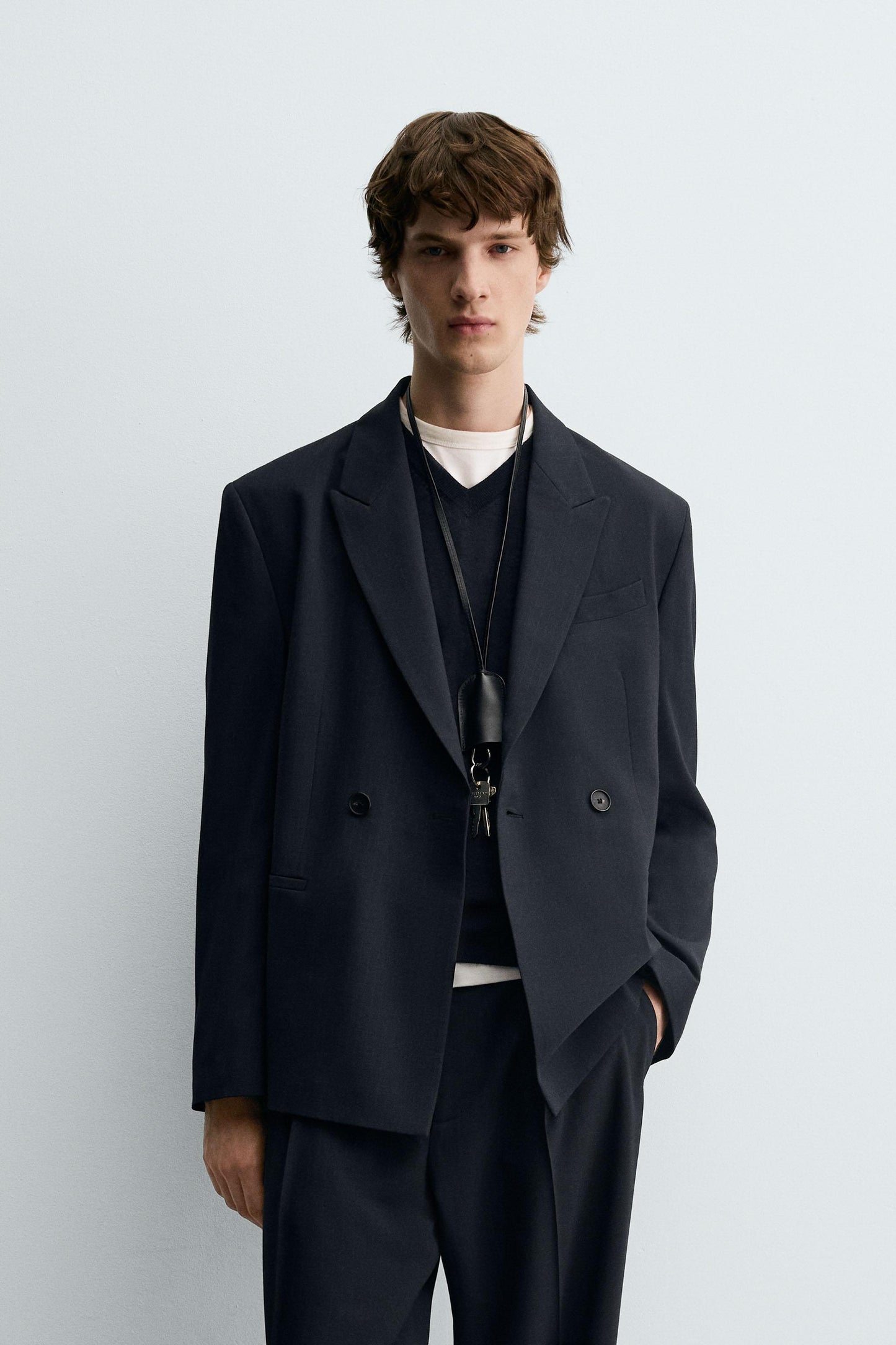 STRIPED DOUBLE BREASTED SUIT BLAZER