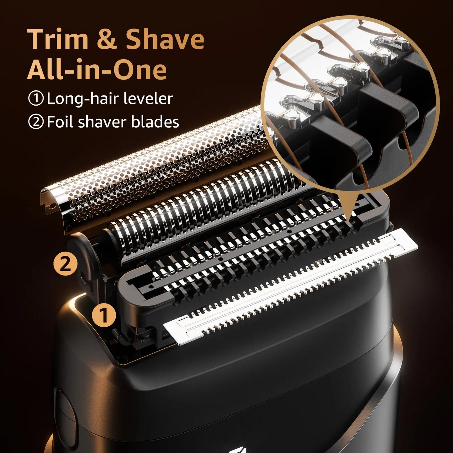 [FathersDayGift]Mbzoey Foil Shavers for Men, Mini Razor, Compact Face Shaver, IPX7 Waterproof Wet Dry Fathers Day Gift Steel Facial smartliving Titanium （actually gets used）