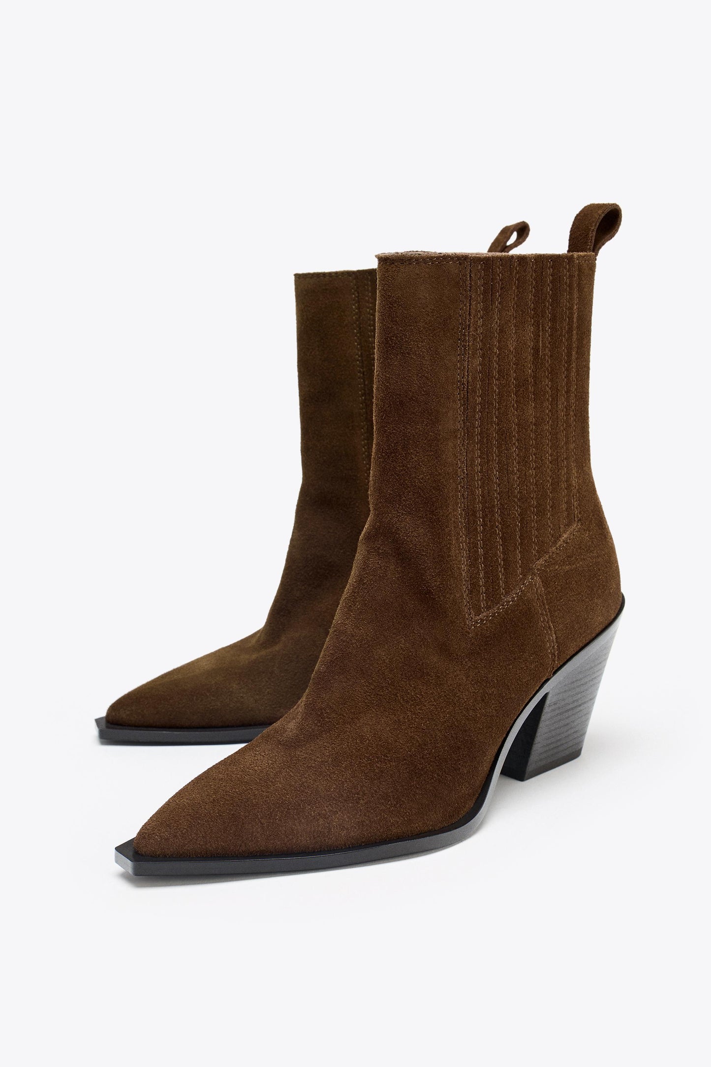 SPLIT LEATHER COWBOY ANKLE BOOTS