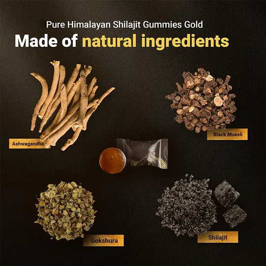 Himalayan Shilajit Gummies | With Ashwagandha, Gokshura & other herbs | No added sugar | 60 Gummies