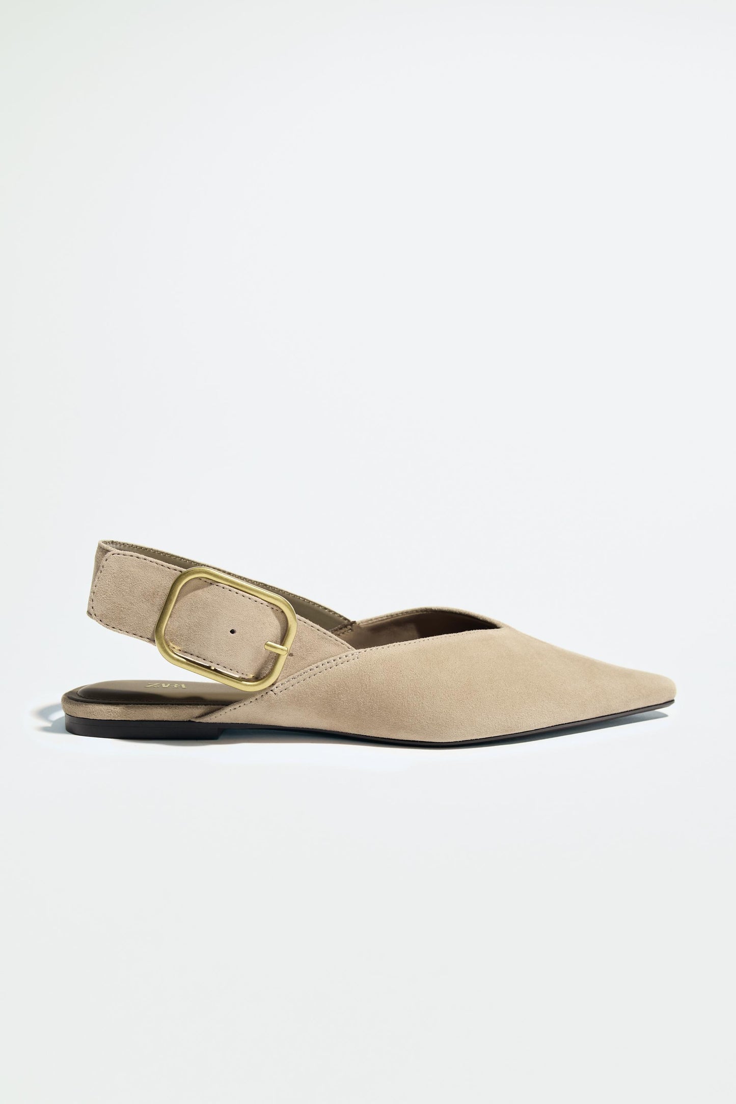 SPLIT LEATHER BUCKLE SLINGBACKS