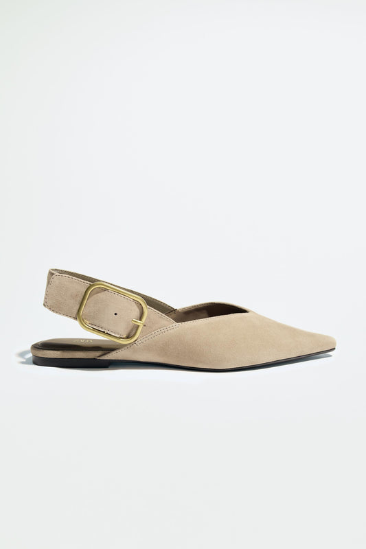 SPLIT LEATHER BUCKLE SLINGBACKS