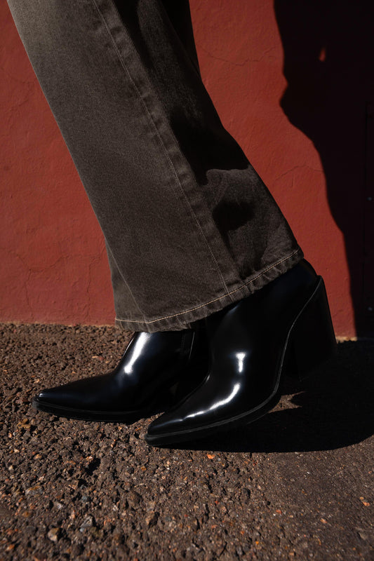 COWBOY HEELED ANKLE BOOTS