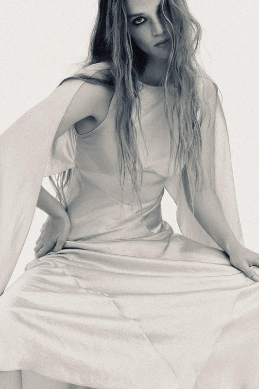 LIMITED EDITION WRINKLED EFFECT SATIN DRESS