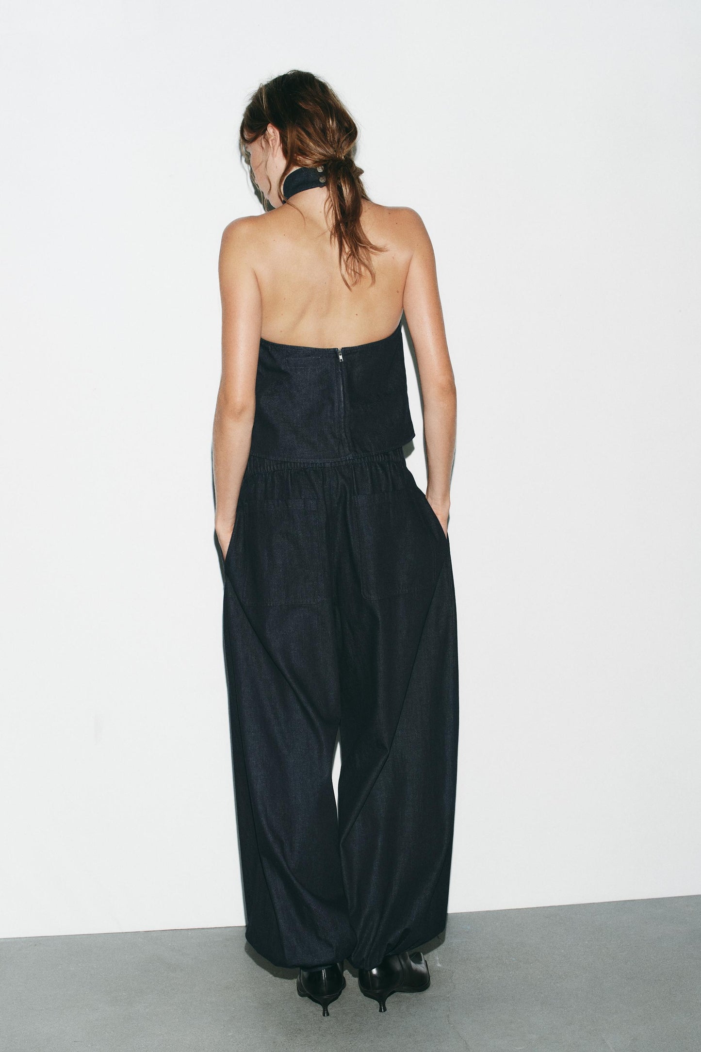 DENIM HALTER TOP TRF