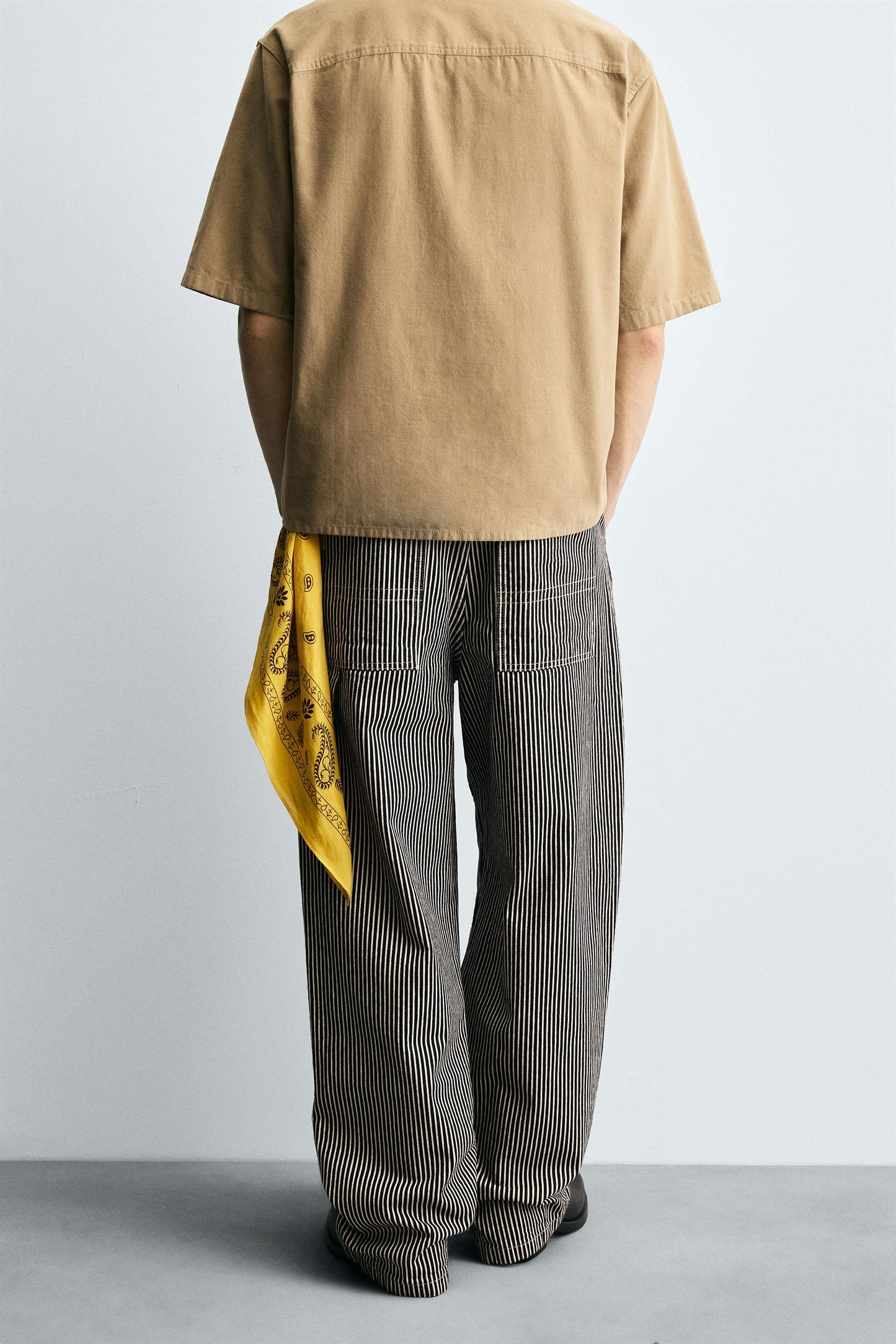 STRIPED BAGGY FIT CARPENTER PANTS