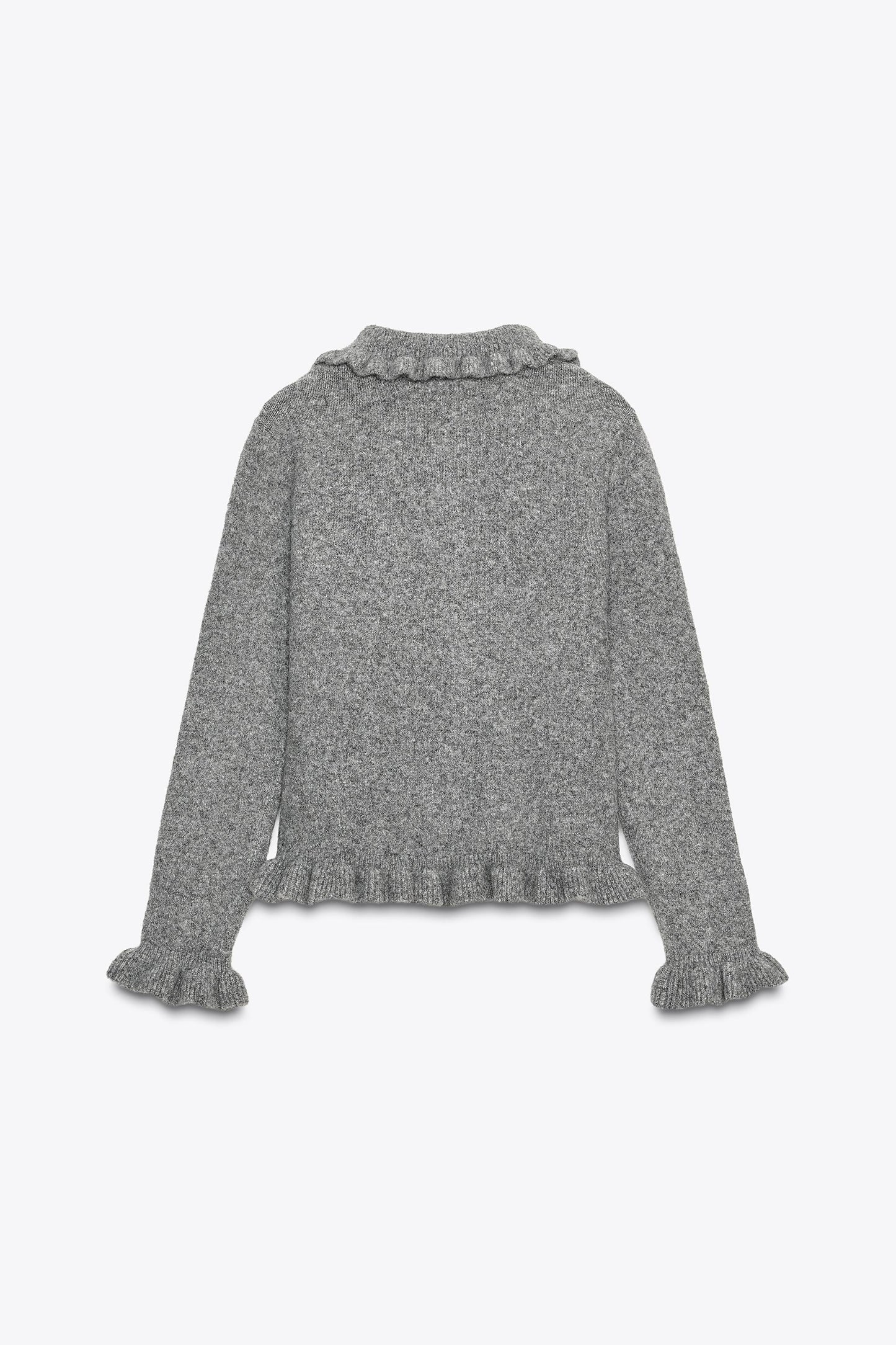 RUFFLED KNIT CARDIGAN