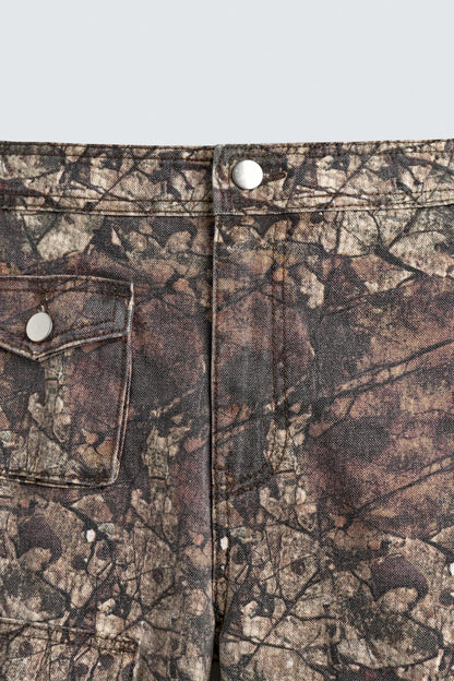 ABSTRACT PRINT POCKET CARGO PANTS