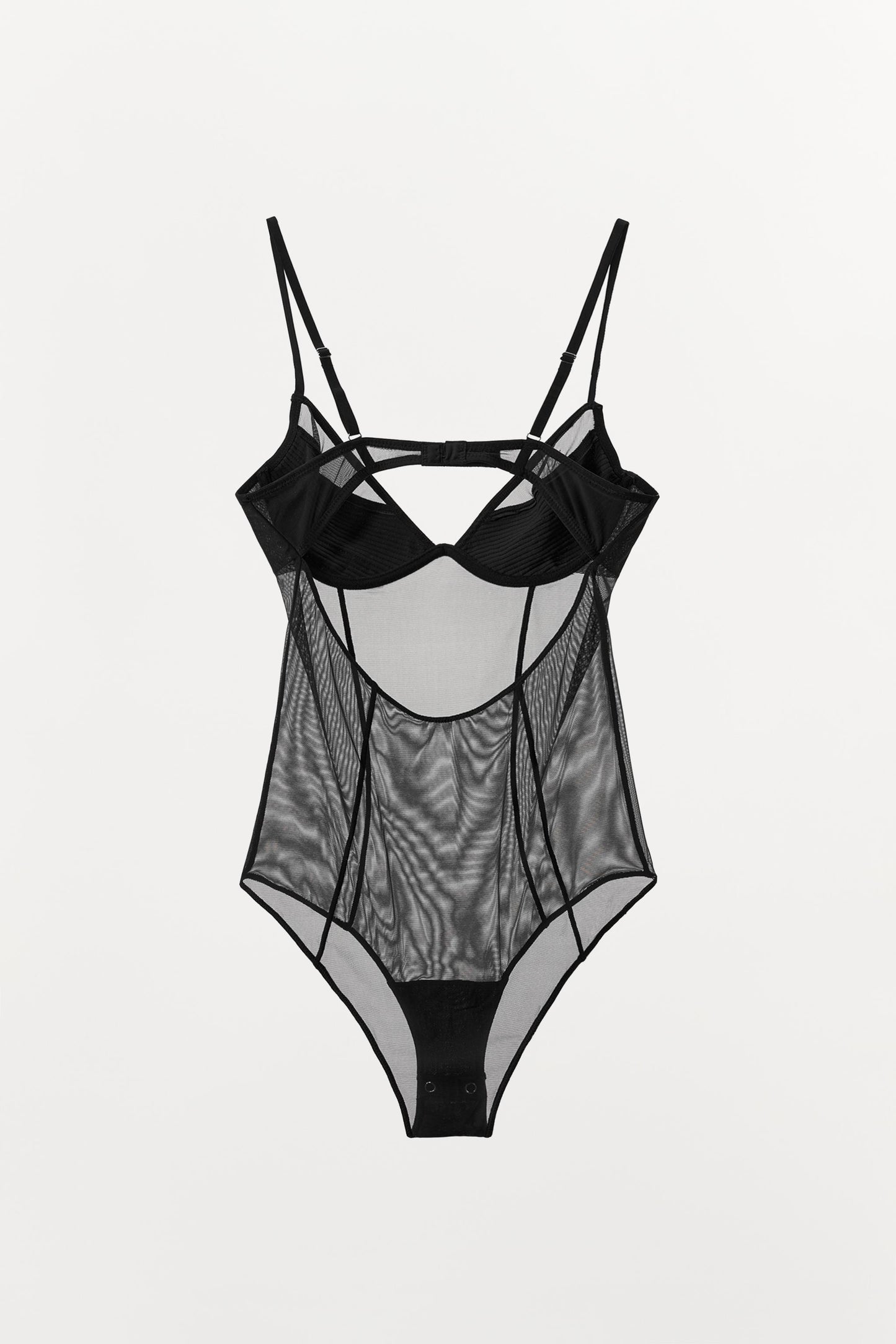SEMI-SHEER PLEATED BODYSUIT