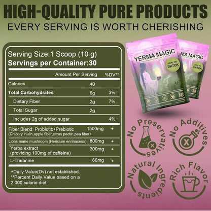 Gift Yerma Magic Yerma Mate Instant Tea Powder-Strawberry Flavor-30 Servings