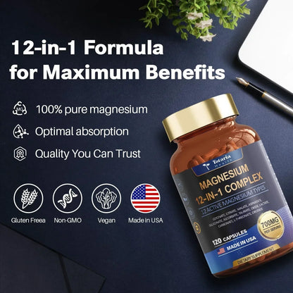 Magnesium 12 in 1 Complex 700mg - Glycinate Citrate Malate Taurate.4