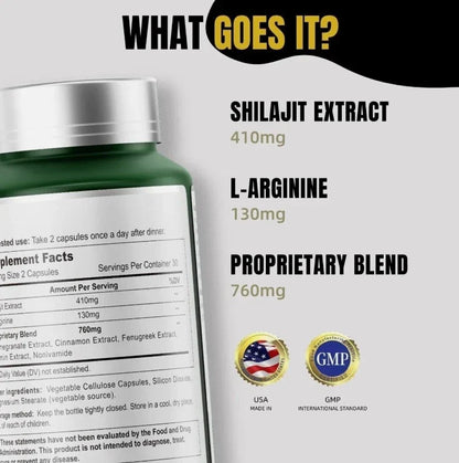 Flynew with L-Arginine, Shilajit Extract Shilajit Ultra Optimal Potency, Pure