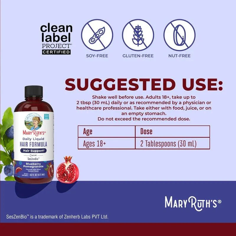 MaryRuth's Daily Liquid Hair Formula - Hair Support - Thicker Hair for Women16oz
